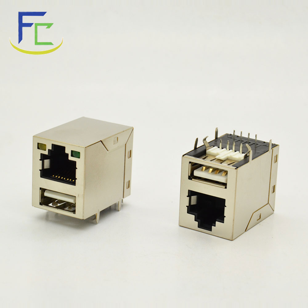 RJ45+USB 2.0带灯不带弹片