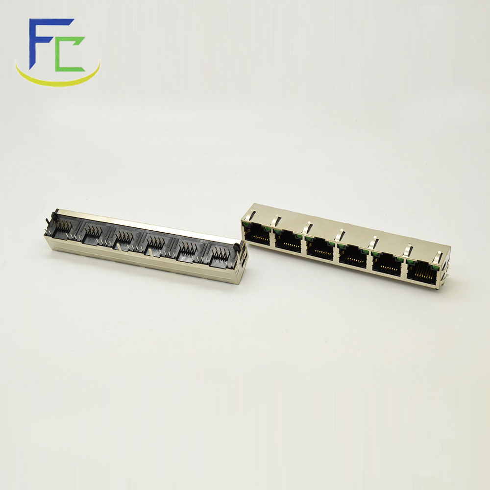 RJ45 1×6带灯带屏蔽